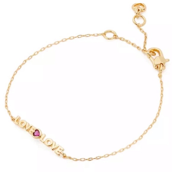 NWT Kate Spade Women’s Gold Bracelet with Pink Heart Charm - Picture 2 of 7